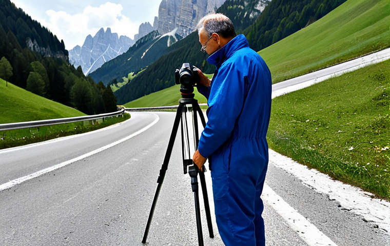 On-Site Investigation**

"A highly skilled Italian forensic engineer, fully clothed in appropriate attire, carefully examining a car accident scene on a winding mountain road in the Dolomites, Italy.  The scene is being documented with a professional-grade camera and surveying equipment.  Focus on meticulous evidence collection.  Perfect anatomy, correct proportions, natural pose, safe for work, appropriate content, fully clothed, professional, high quality, realistic."

**