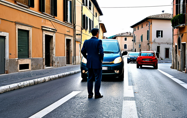 Intersection Awareness**

A driver in a fully clothed, modest attire, cautiously approaching an intersection in a small Italian town. There's a "Dare Precedenza" (Yield) sign visible. Other vehicles are present, and one is clearly on the main road. Focus on the driver's attentive expression and the realistic details of a typical Italian street scene.  Safe for work, appropriate content, fully clothed, professional illustration, perfect anatomy, correct proportions, natural pose, high quality.

**