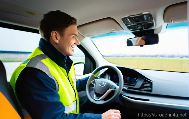 도로교통사 취업 면접 예상 질문 - **A composed and experienced male or female truck driver in their 40s or 50s, wearing a clean, pract... 도로교통사 취업 면접 예상 질문 - **A composed and experienced male or female truck driver in their 40s or 50s, wearing a clean, pract...