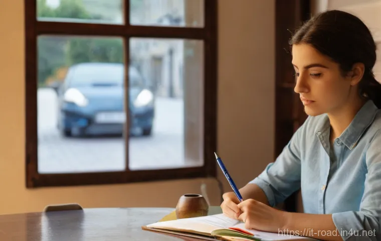 도로교통사 시험 합격 꿀팁 모음 - **Prompt 1: Focused Theory Study Session**
    A realistic photograph of a young Italian woman, appr...