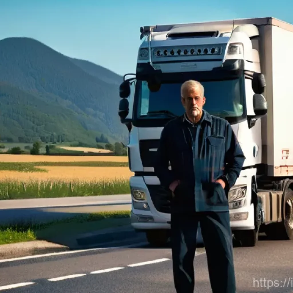도로교통사 직무의 직업 만족도 - **Prompt 1: The Resilient Road Warrior**
    A realistic, cinematic portrait of a seasoned European ...