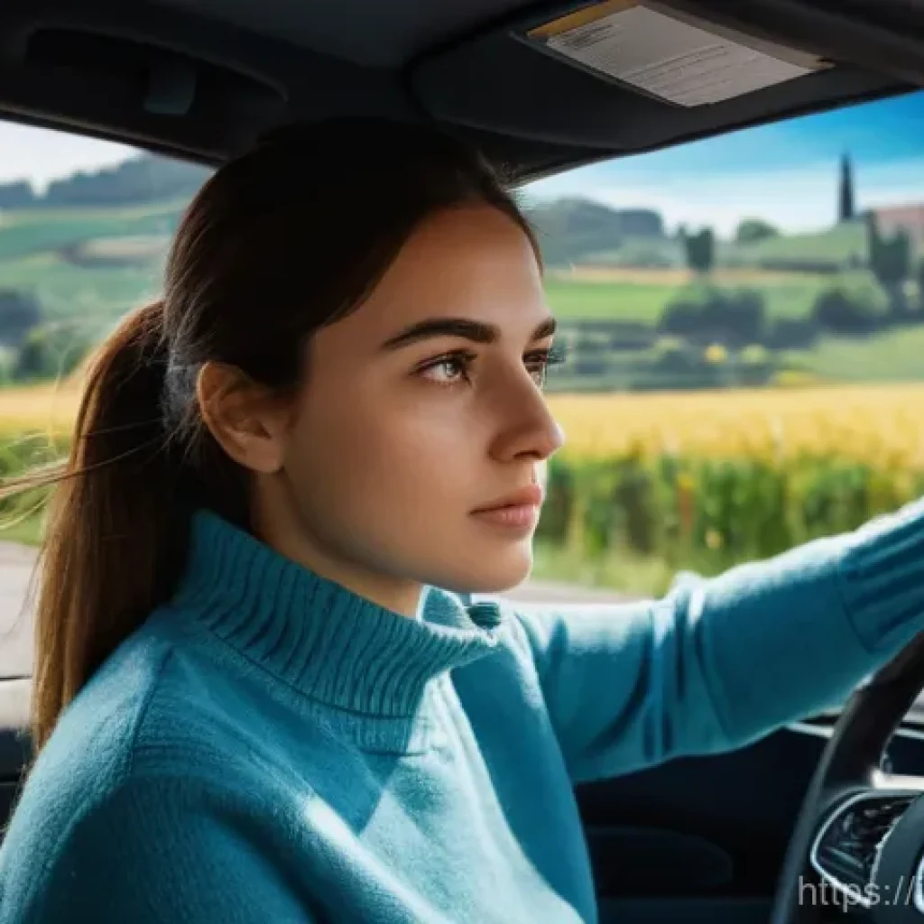 도로교통사 실기시험 성공을 위한 학습 자료 - **Prompt 1: Confident Drive Ahead**
"A young Italian woman, mid-20s, with a determined yet calm ...