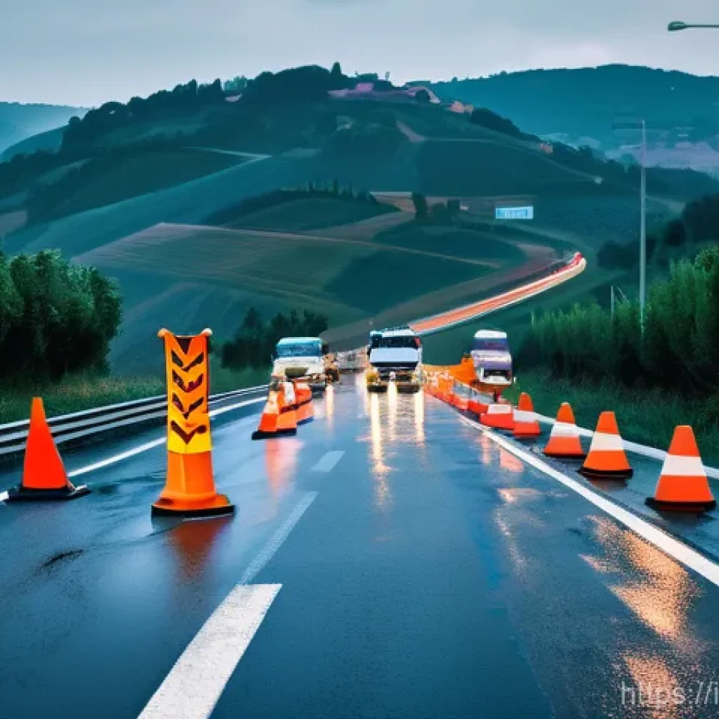 도로교통사 실무 과정에서의 문제 해결 사례 - **Prompt 1: Emergency Response on an Italian Highway**
"A dynamic, high-angle shot capturing a r...