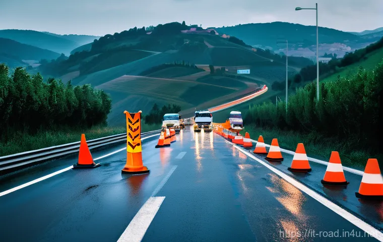도로교통사 실무 과정에서의 문제 해결 사례 - **Prompt 1: Emergency Response on an Italian Highway**
"A dynamic, high-angle shot capturing a r...