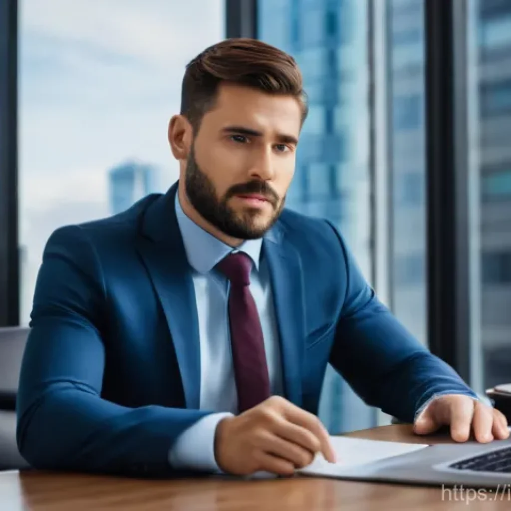 도로교통사 연봉협상 팁 - **Prompt:** A focused, determined male professional in his late 30s, dressed in a sharp business sui...