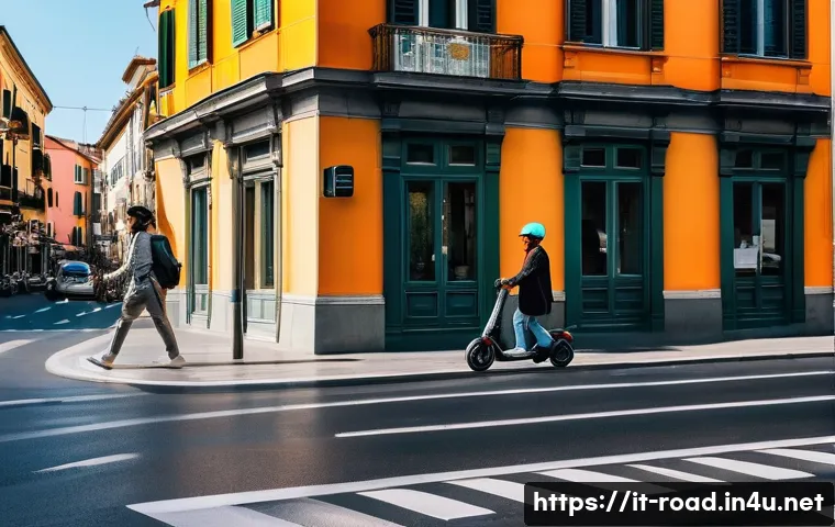 도로교통사 필기시험 대비를 위한 학습 자료 분석 - **Prompt:** A vibrant, sun-drenched Italian city street at a busy intersection, showcasing a harmoni...