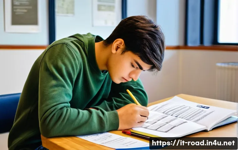 도로교통사 필기시험 고득점 비법 - **Prompt 1: Focused Study and Conceptual Understanding**
"A young Italian student, around 18-22 ...