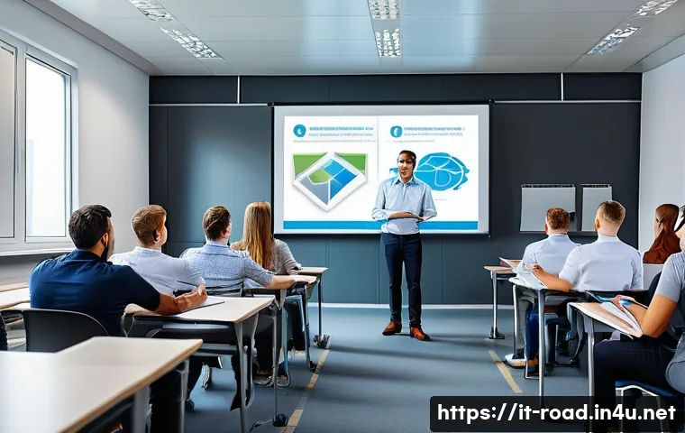 도로교통사 경력 개발을 위한 필수 사항 - A professional truck driver attending a modern classroom training session focused on road transport ...