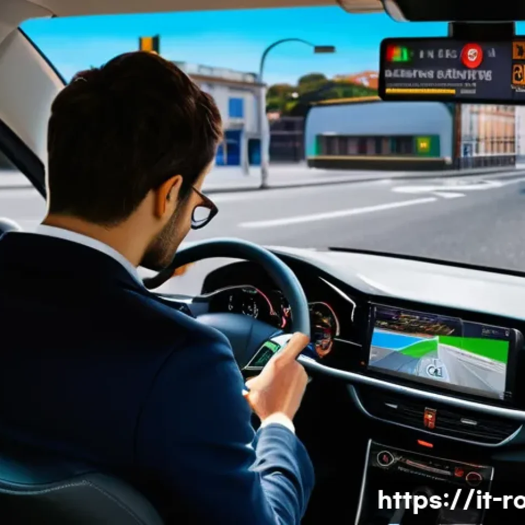 도로교통사 시험의 최신 동향 - A modern digital driving school classroom scene in Italy, featuring young Italian students using tab...