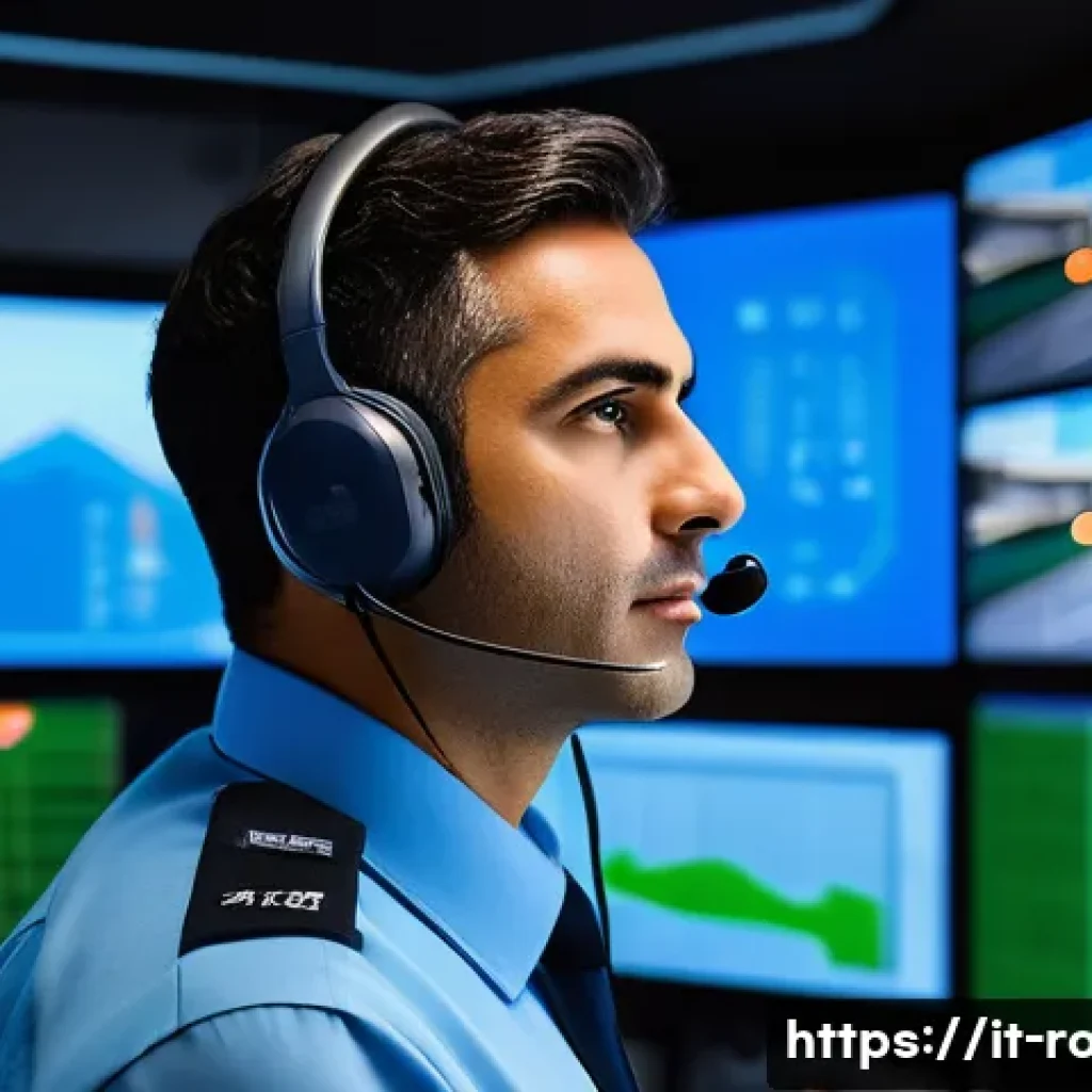 도로교통사 자격증 취득 후 직업 만족도 - A professional traffic operator in a modern Italian urban control room, wearing a neat uniform with ...