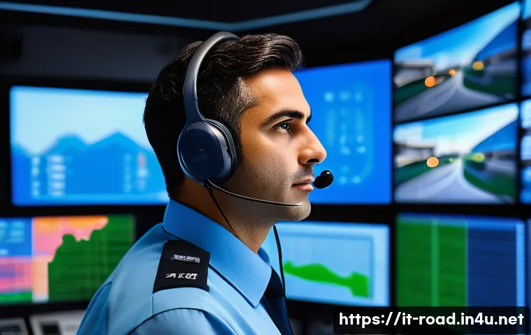 도로교통사 자격증 취득 후 직업 만족도 - A professional traffic operator in a modern Italian urban control room, wearing a neat uniform with ...