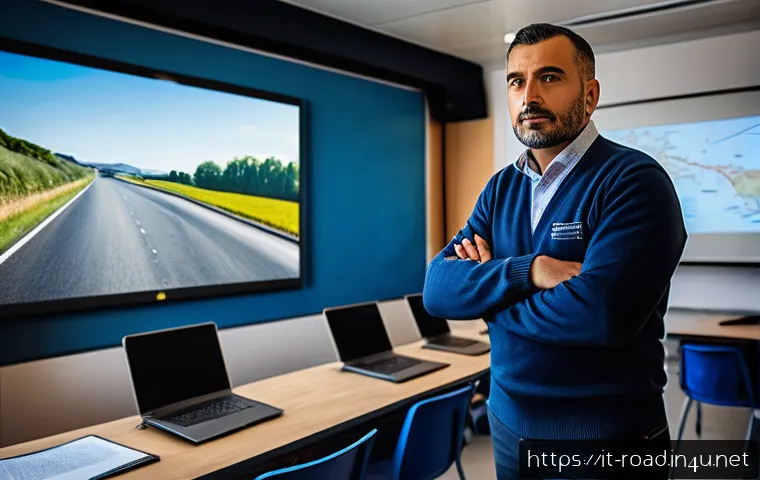 도로교통사 자격증과 다른 교통 관련 자격 비교 - A professional Italian commercial truck driver attending a comprehensive training course in a modern...
