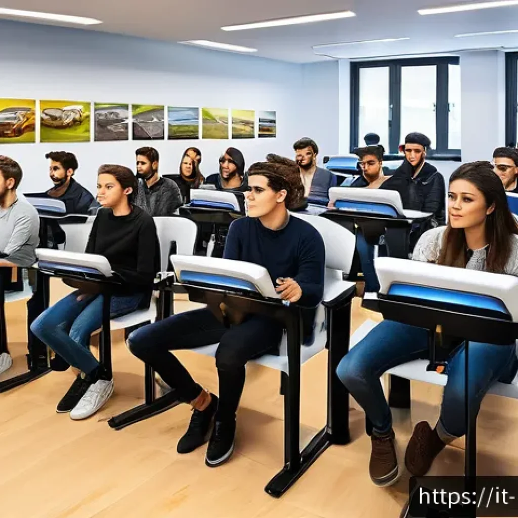 도로교통사 시험 합격률 통계 - A detailed scene showing a diverse group of young adult Italian driving students practicing in a mod...