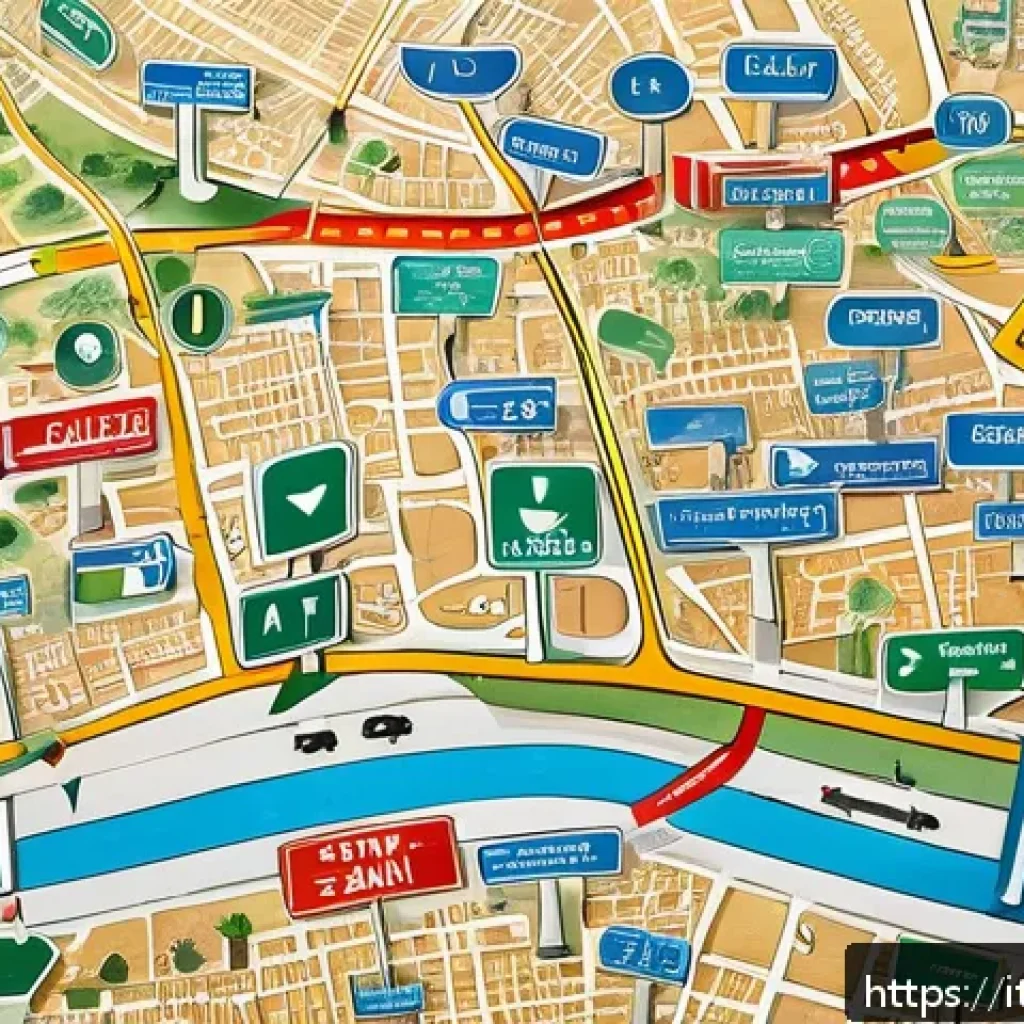 도로교통사 시험 과목별 최적의 학습 방법 - A detailed and colorful mental map illustration showing various Italian road signs grouped by catego...