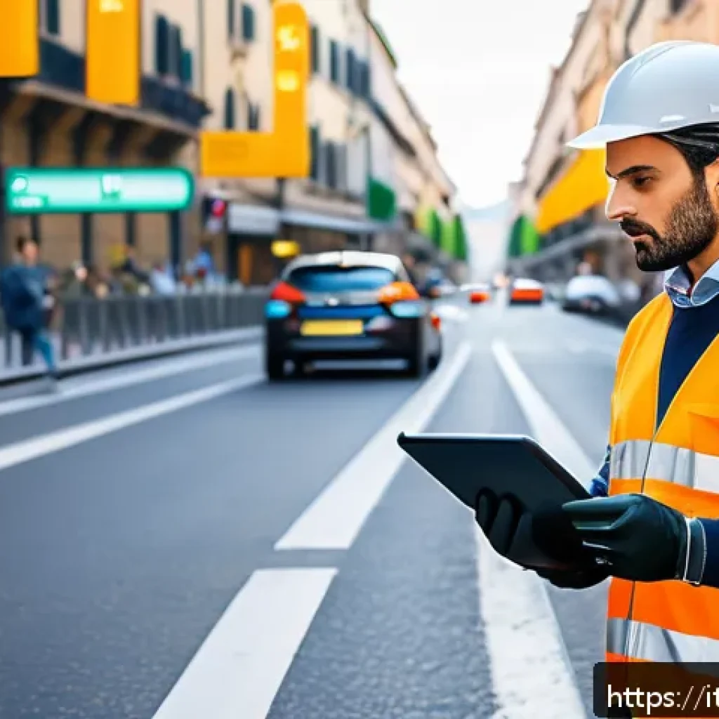 도로교통사 실습 과정에서 필요한 기술 - A detailed scene of a professional traffic management operator wearing high-visibility safety gear i...