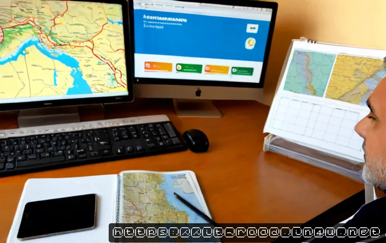 도로교통사 경력 개발을 위한 학습 - Photorealistic Italian road traffic accident investigator studying career development materials at a...